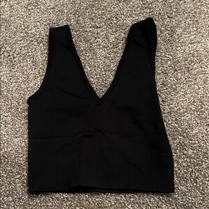 NWOT XS YPB Black V-Neck LONG SPORTS BRA